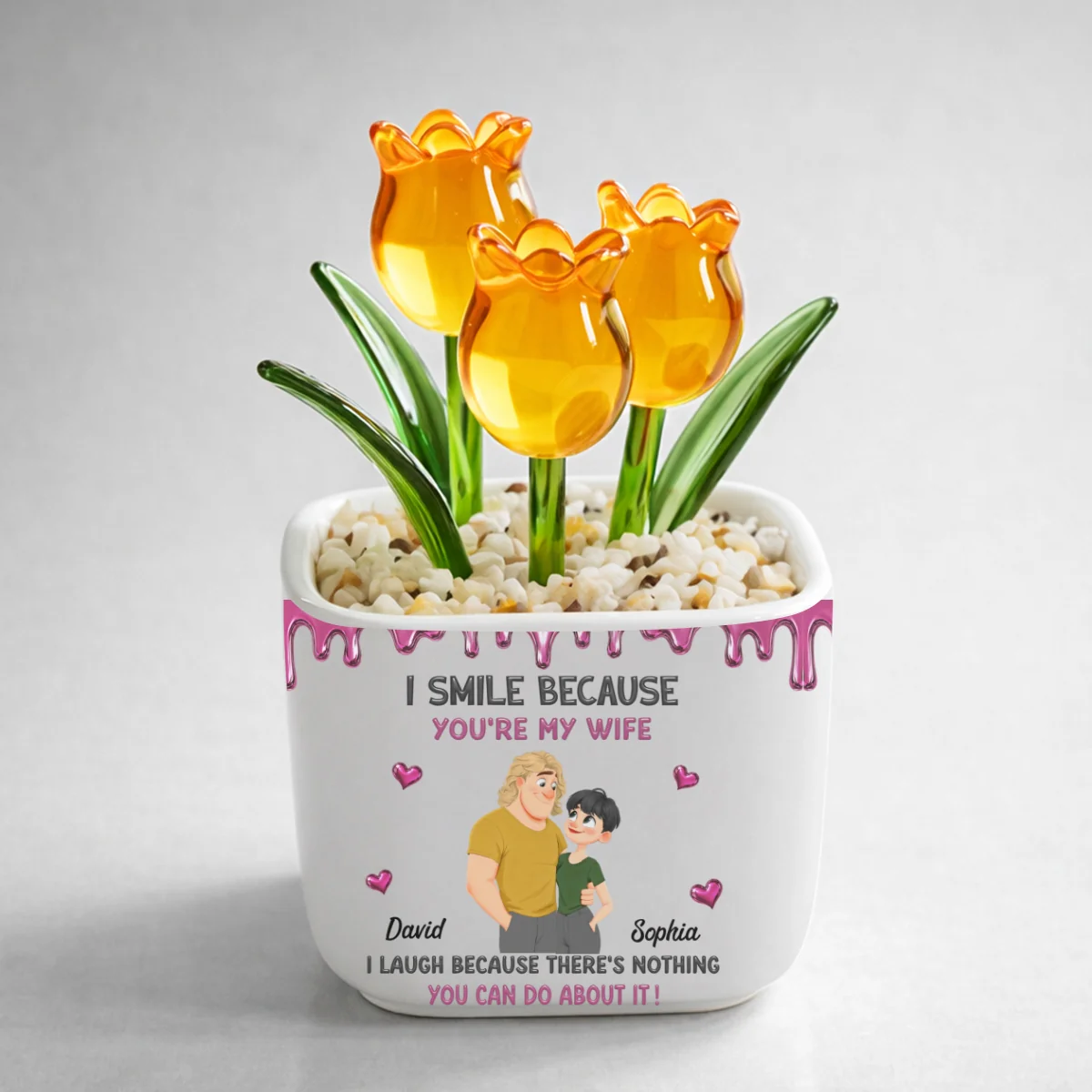 Because You Are My Wife - Personalized Custom Glass Everlasting Tulips - Image 10