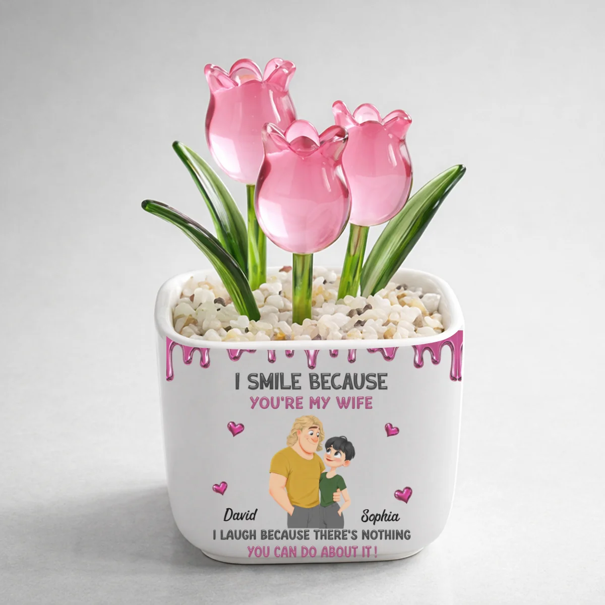 Because You Are My Wife - Personalized Custom Glass Everlasting Tulips - Image 8
