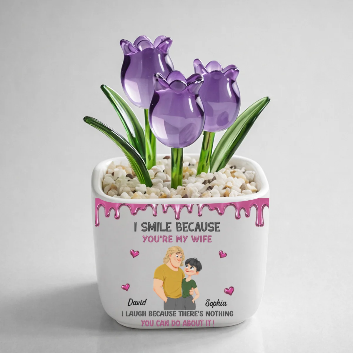 Because You Are My Wife - Personalized Custom Glass Everlasting Tulips - Image 9