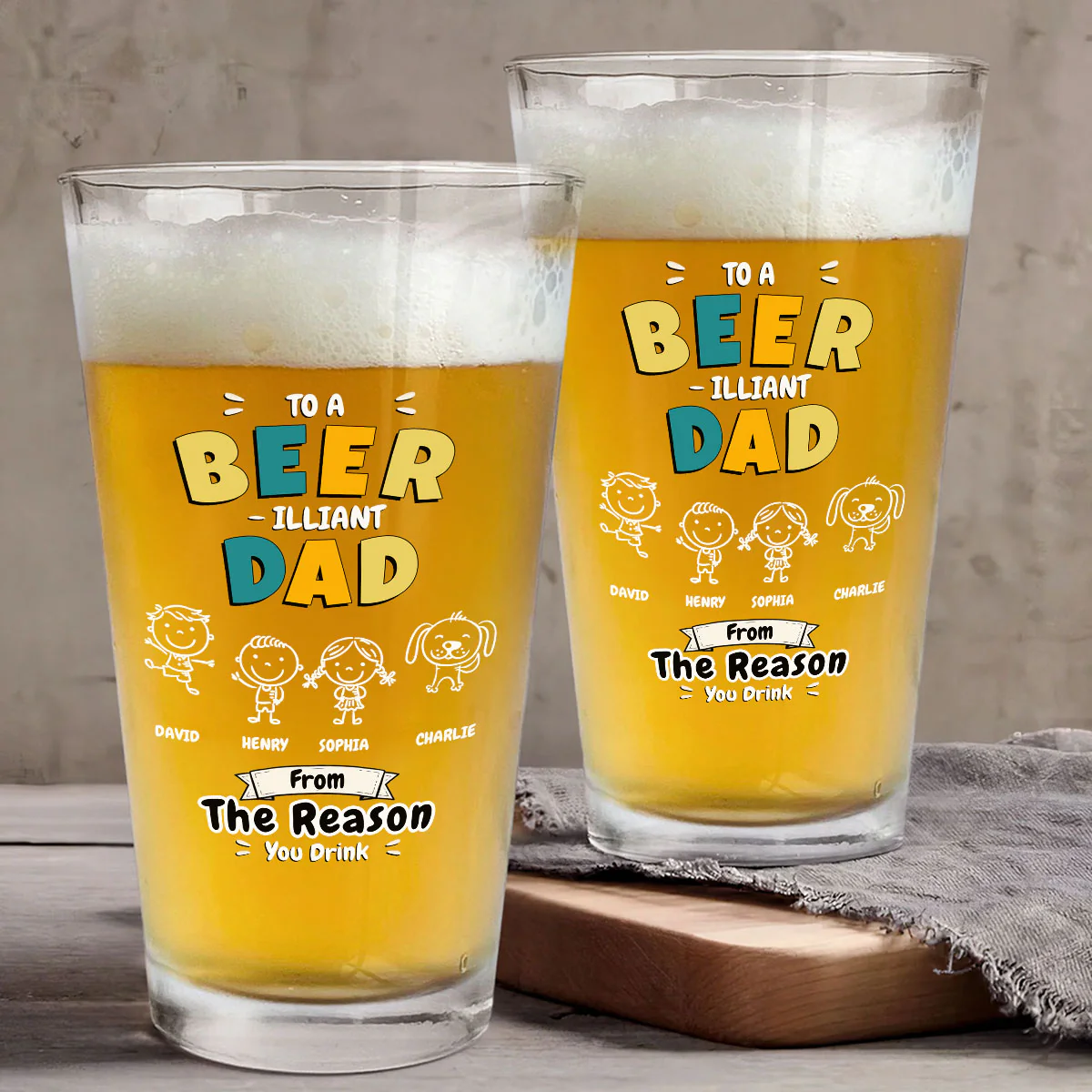 Beerilliant Dad - Personalized Custom Beer Glass - Image 4