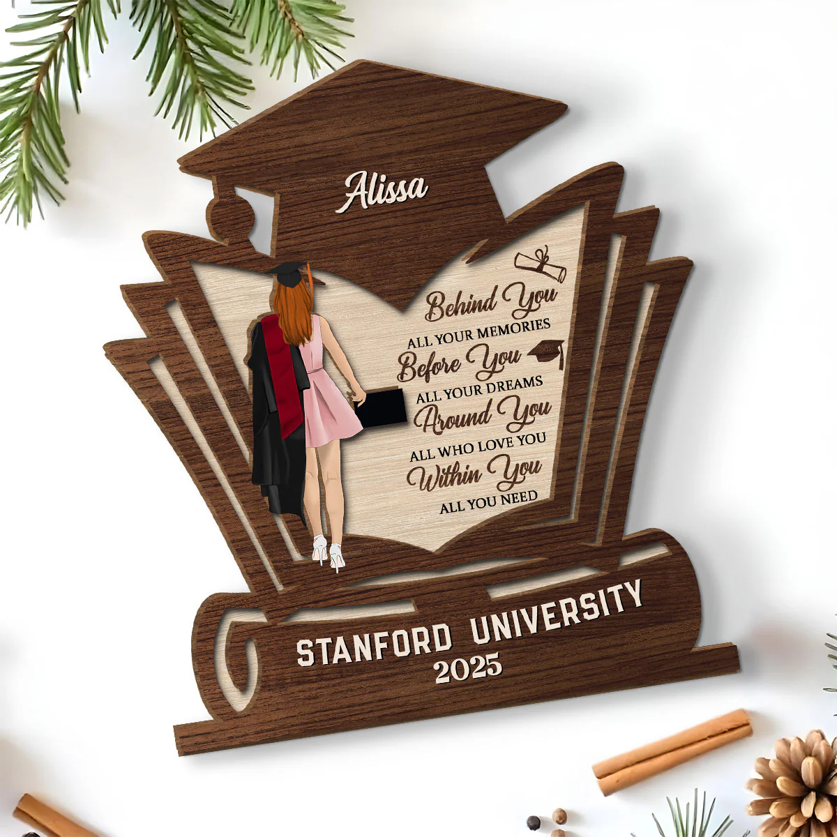 Before You All Your Dreams - Personalized Custom 2-Layer Wood Plaque With Flat Base - Image 5
