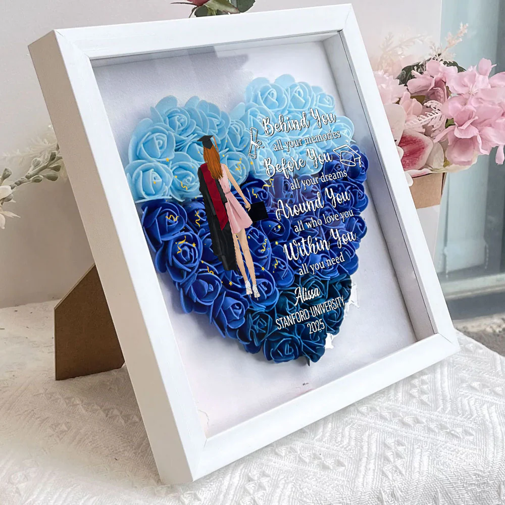 Behind You All Your Memories Before You All Your Dreams - Personalized Custom Flower Shadow Box - Image 3