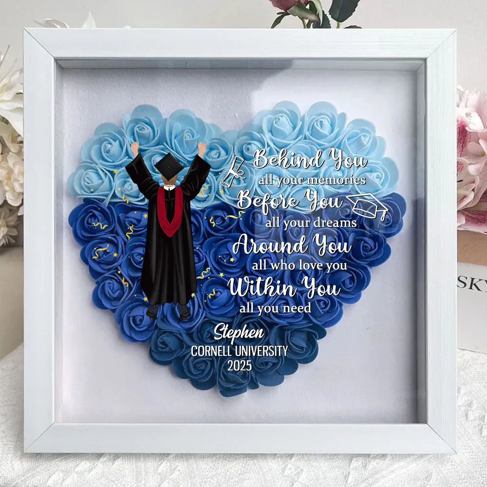 Behind You All Your Memories Before You All Your Dreams - Personalized Custom Flower Shadow Box - Image 5