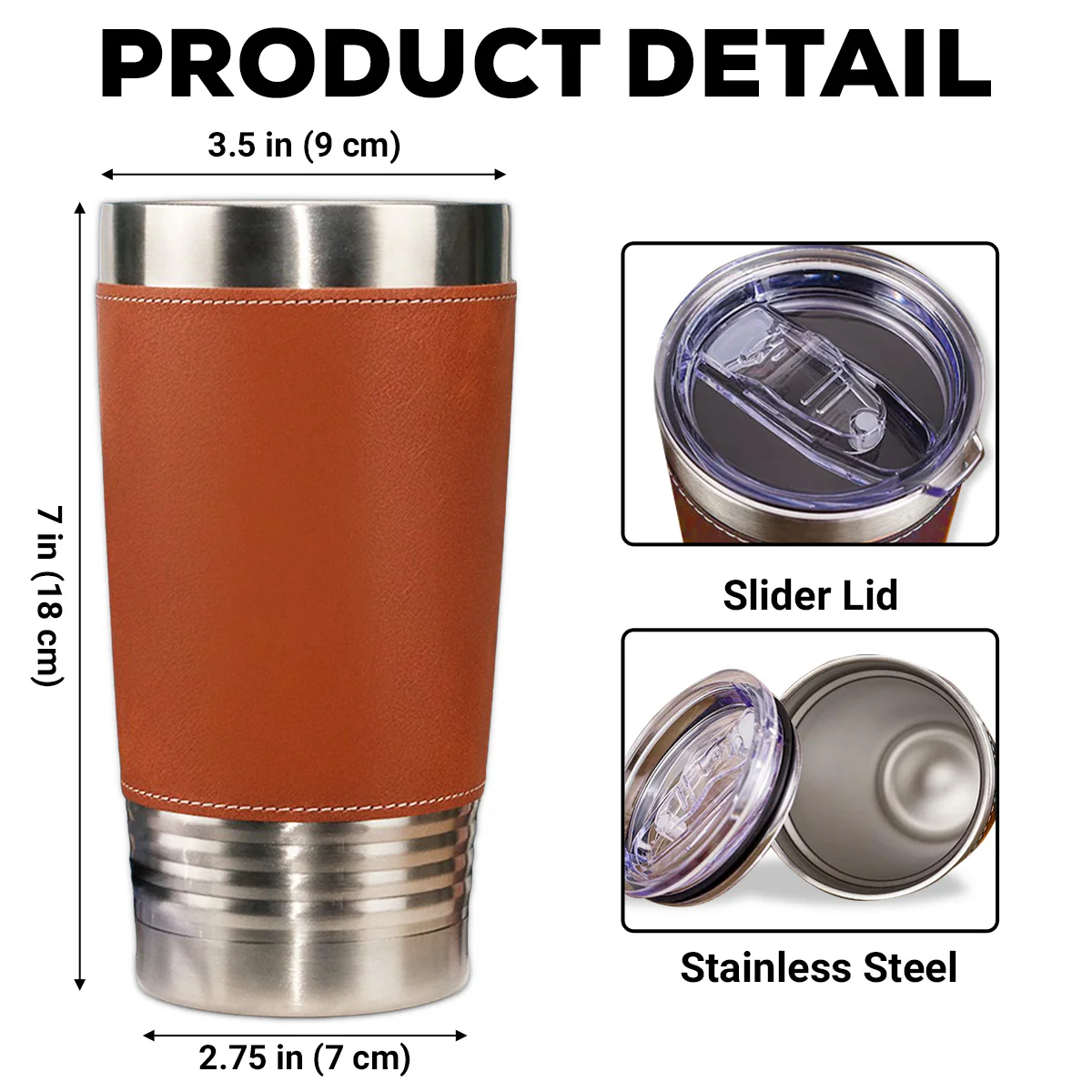 Being A Dad - Personalized Custom Leather Tumbler - Image 5