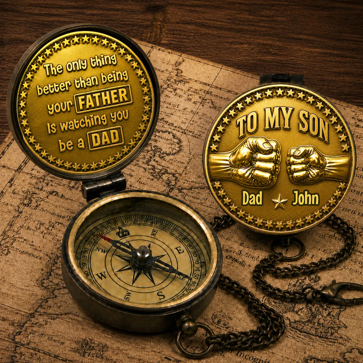 Being A Dad - Personalized Custom Pocket Compass - Image 2