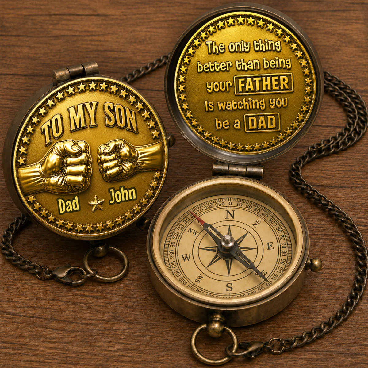 Being A Dad - Personalized Custom Pocket Compass - Image 3