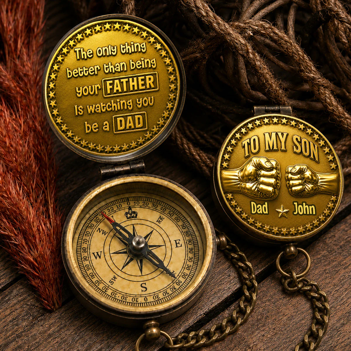 Being A Dad - Personalized Custom Pocket Compass - Image 4