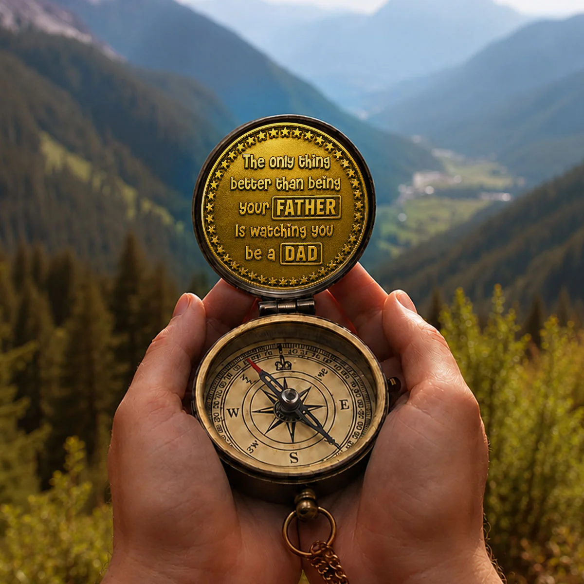 Being A Dad - Personalized Custom Pocket Compass - Image 5
