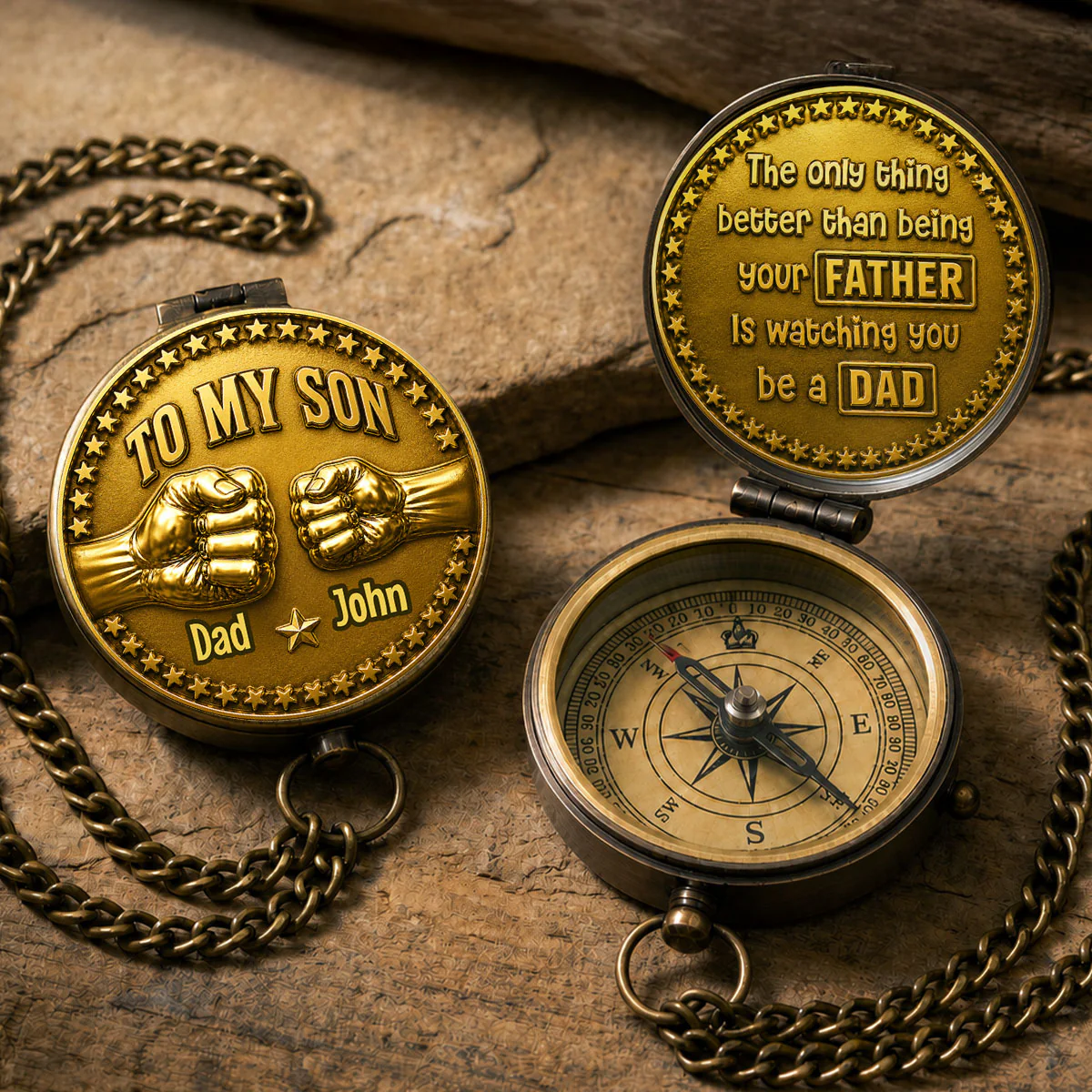 Being A Dad - Personalized Custom Pocket Compass - Image 7