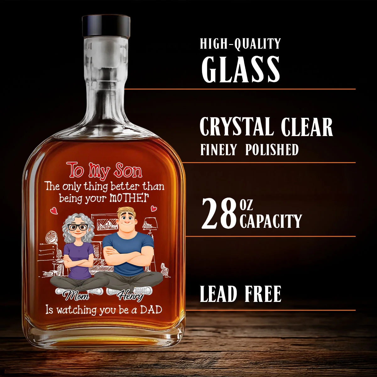Being A Dad - Personalized Custom Spirits Decanter - Image 5