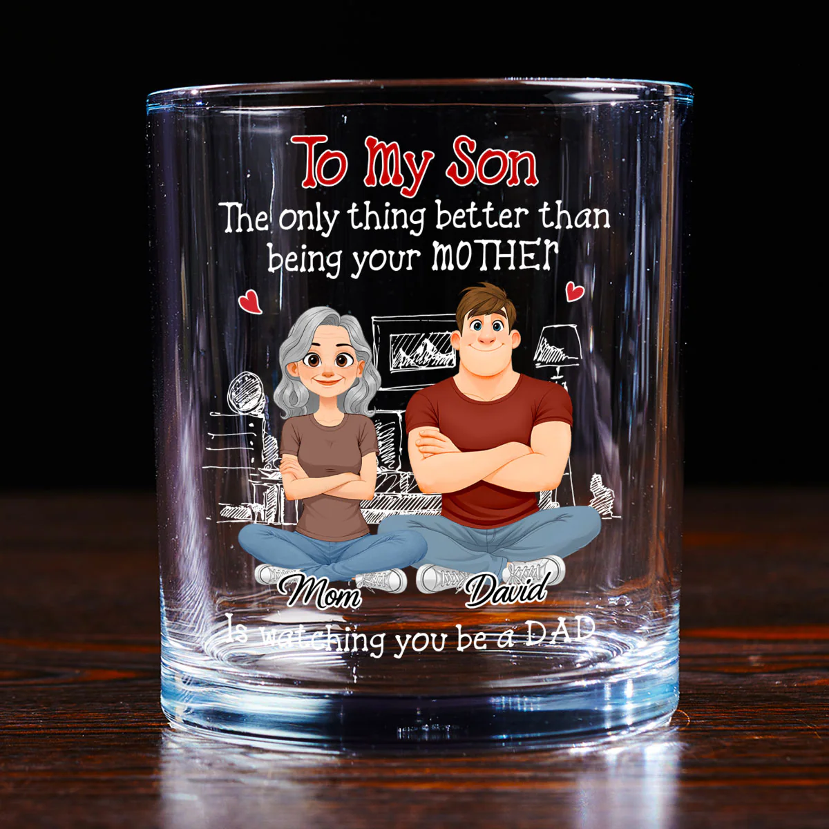 Being A Dad - Personalized Custom Whiskey Glass - Image 3