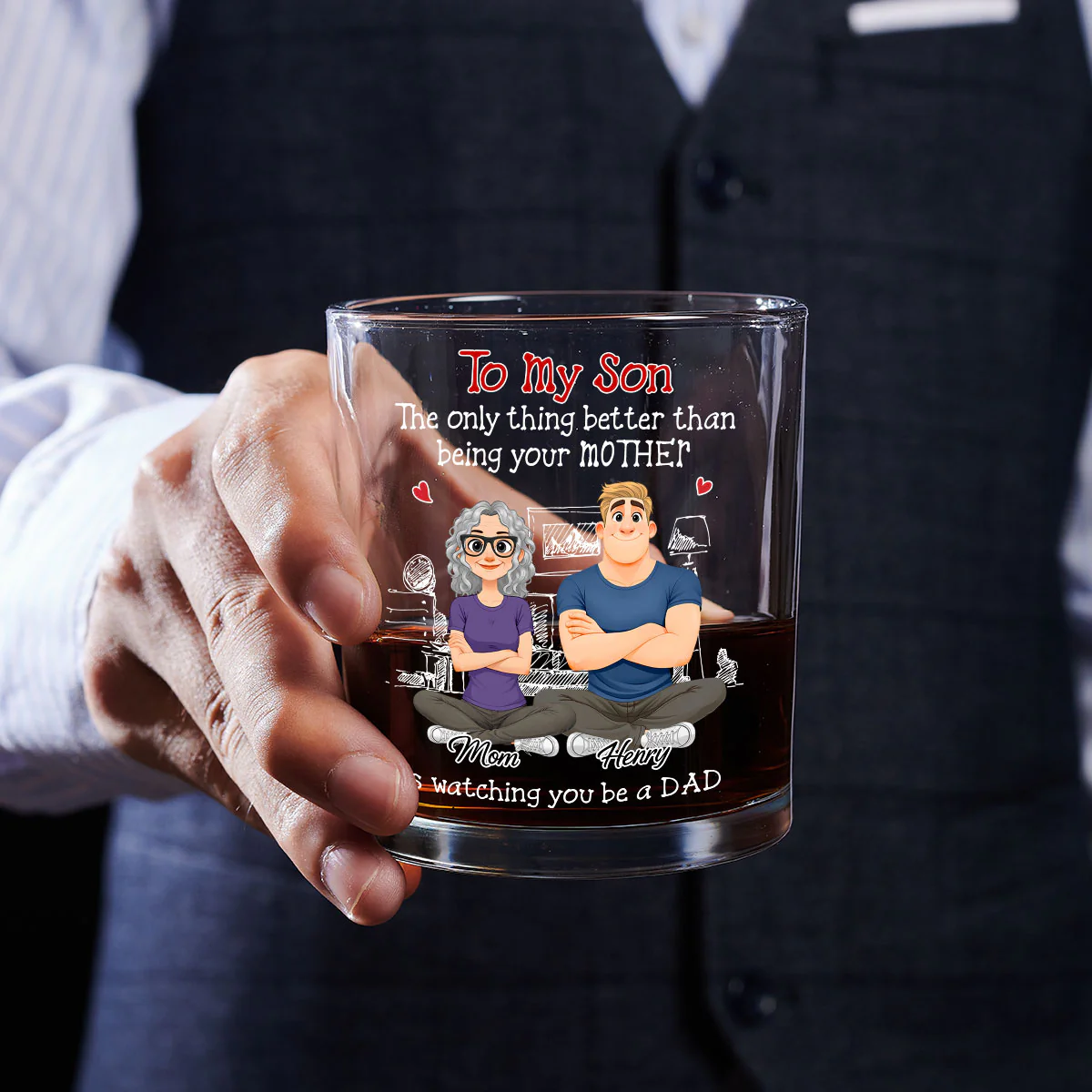 Being A Dad - Personalized Custom Whiskey Glass - Image 5