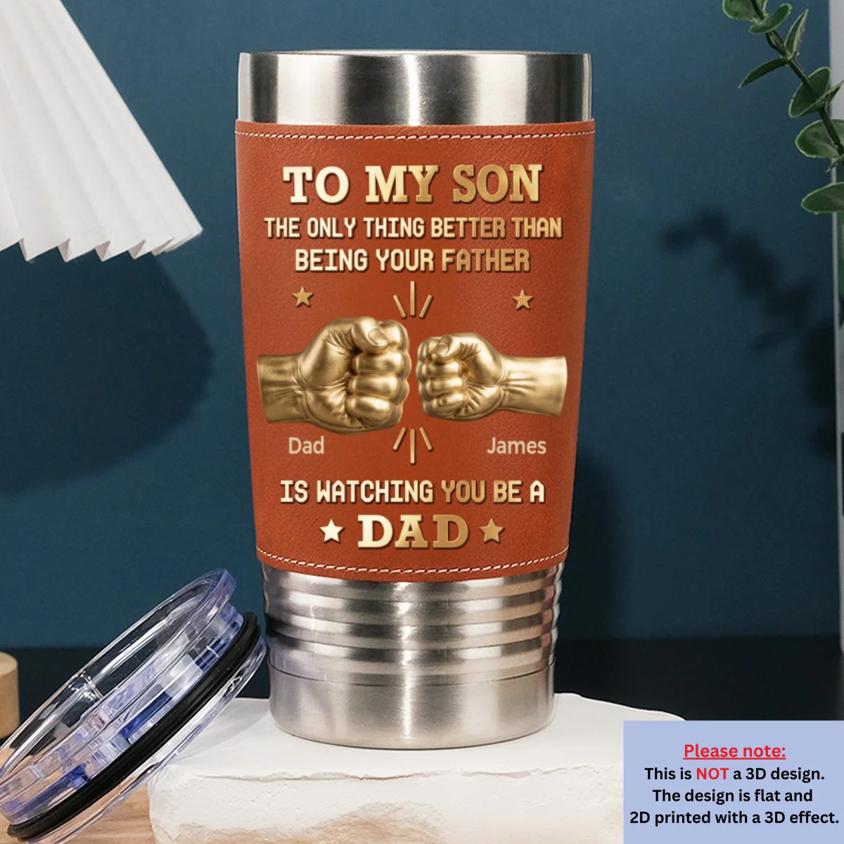 Being A Good Dad - Personalized Custom Leather Tumbler - Image 6