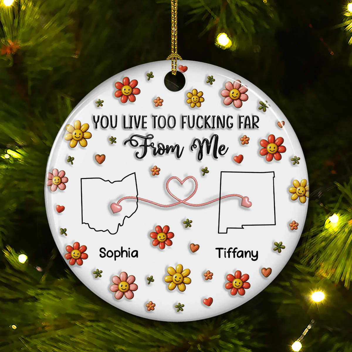 Being Apart Really Sucks Sometimes - Personalized Custom 3D Inflated Effect Ceramic Ornament - Image 3