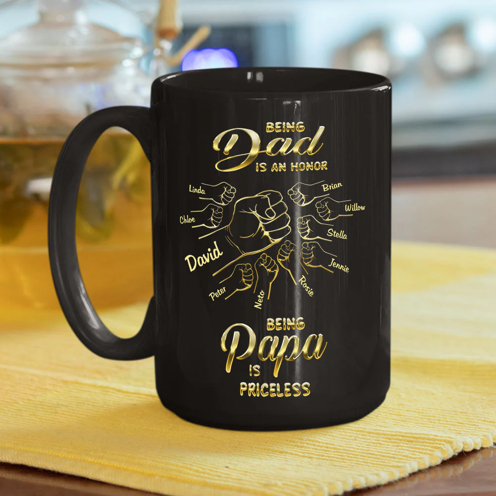 Being Dad And Papa - Personalized Custom Coffee Mug - Image 2