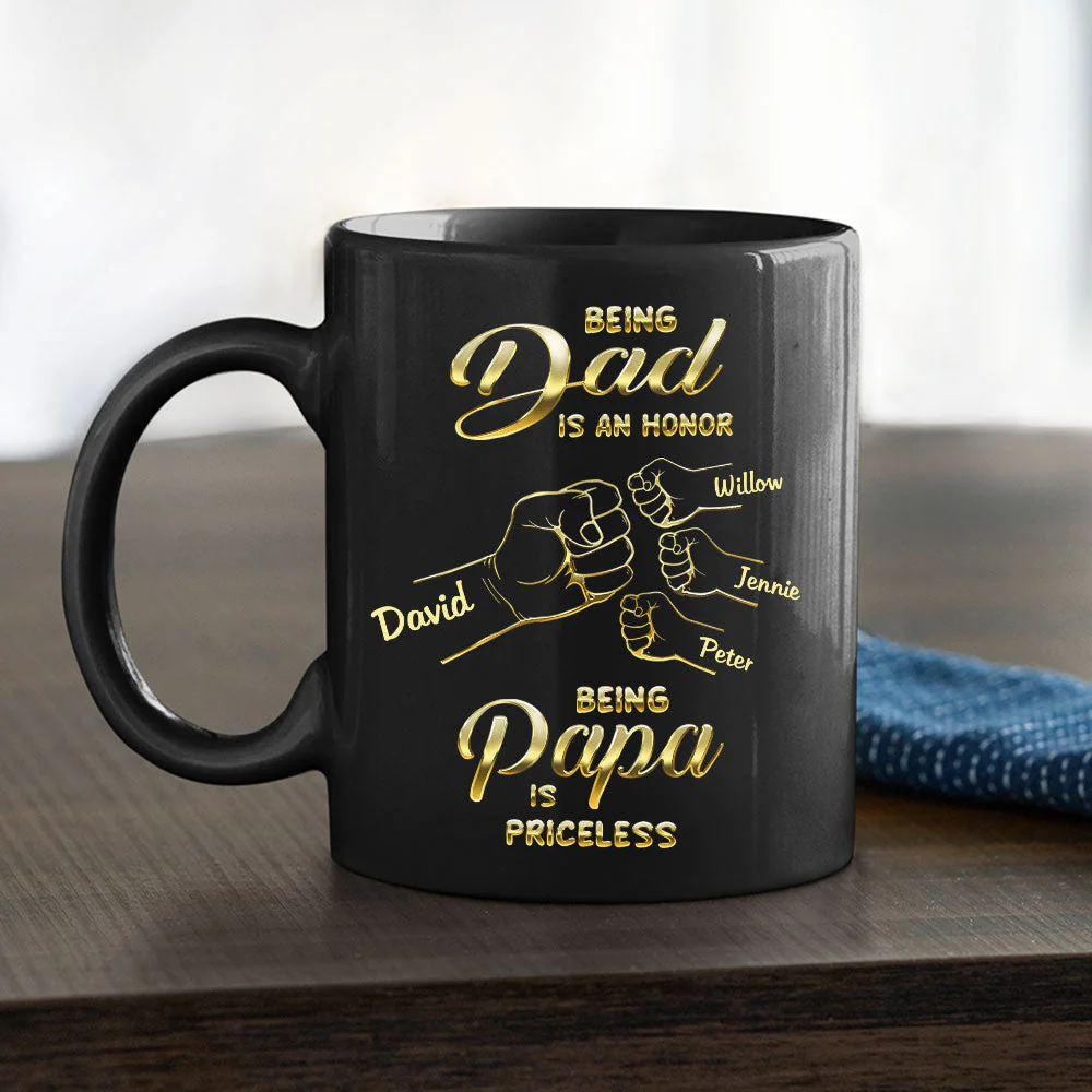 Being Dad And Papa - Personalized Custom Coffee Mug - Image 3