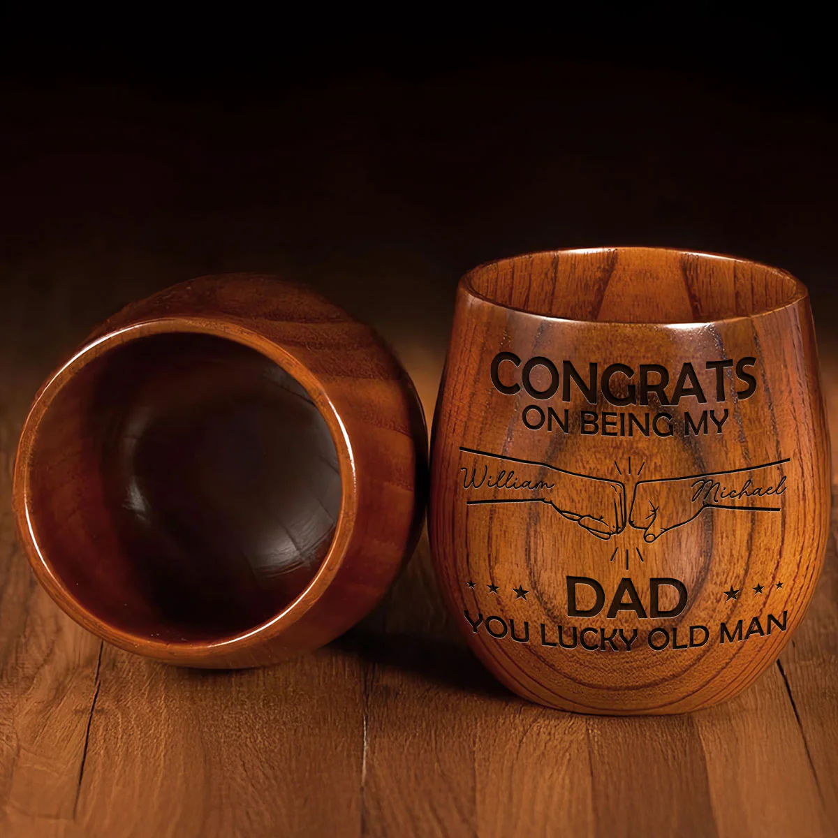 Being My Dad - Personalized Custom Engraved Wooden Whiskey Glass - Image 4