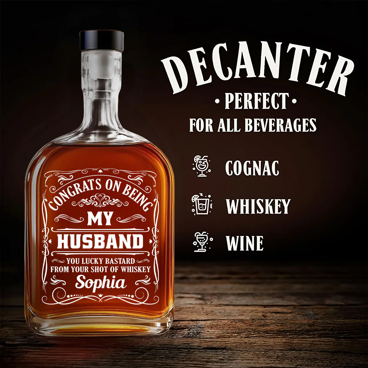 Being My Husband - Personalized Custom Spirits Decanter - Image 2
