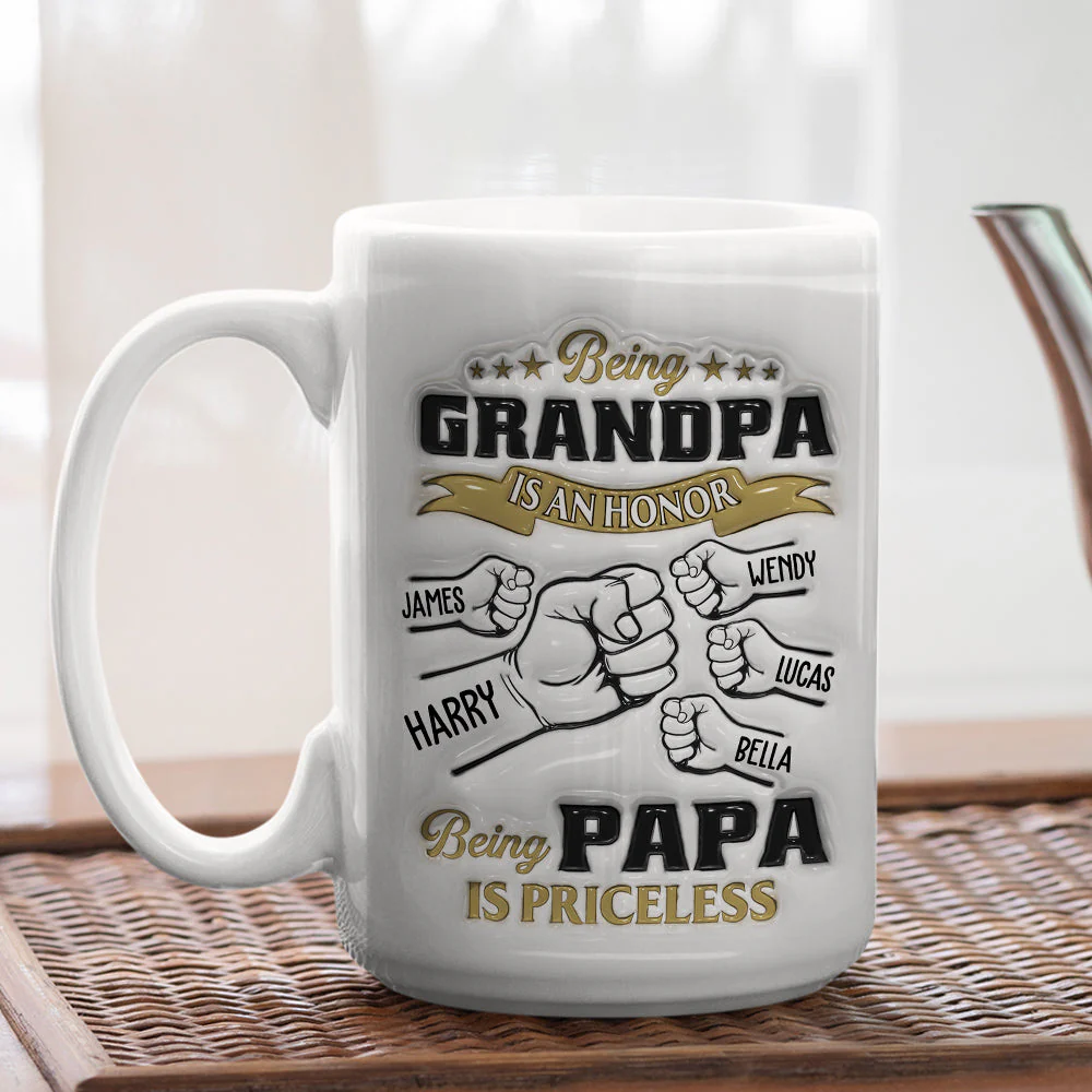 Being Papa - Personalized Custom 3D Inflated Effect Mug - Image 3