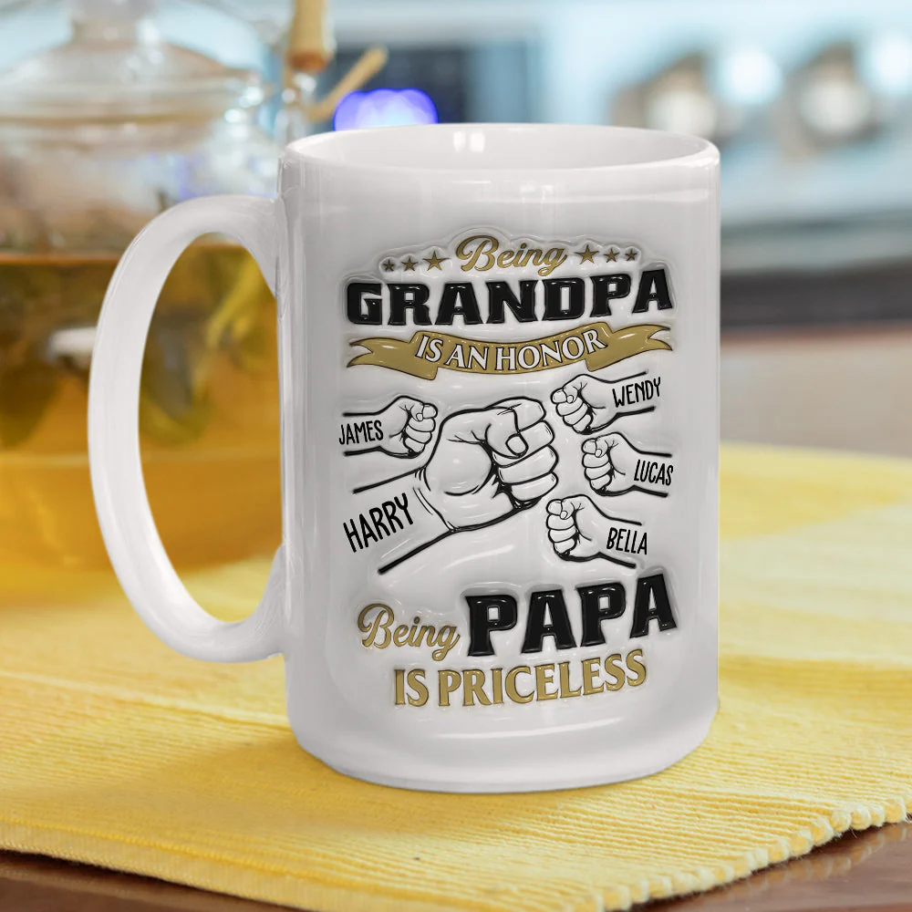 Being Papa - Personalized Custom 3D Inflated Effect Mug - Image 4