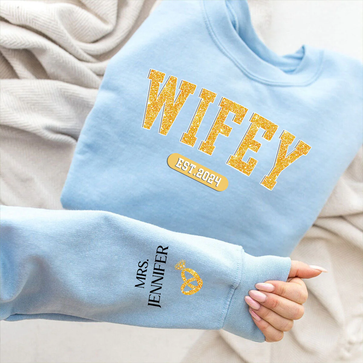 Being Wifey Est - Personalized Custom Long Sleeve T-shirt - Image 5