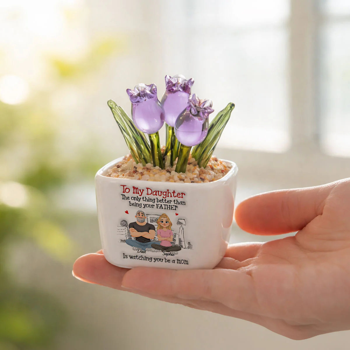 Being Your Father - Personalized Custom 3D Inflated Effect Glass Everlasting Tulips - Image 5