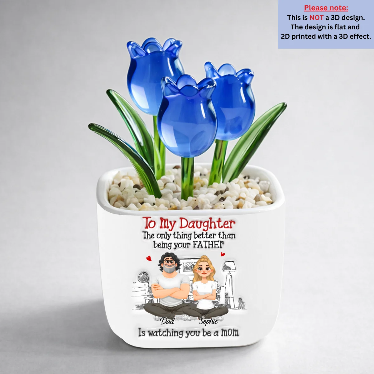 Being Your Father - Personalized Custom 3D Inflated Effect Glass Everlasting Tulips - Image 6