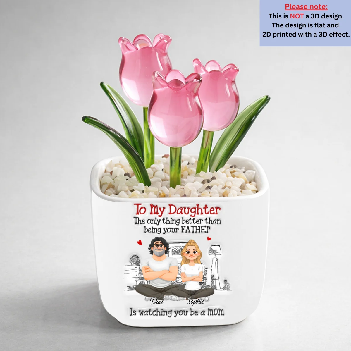 Being Your Father - Personalized Custom 3D Inflated Effect Glass Everlasting Tulips - Image 7
