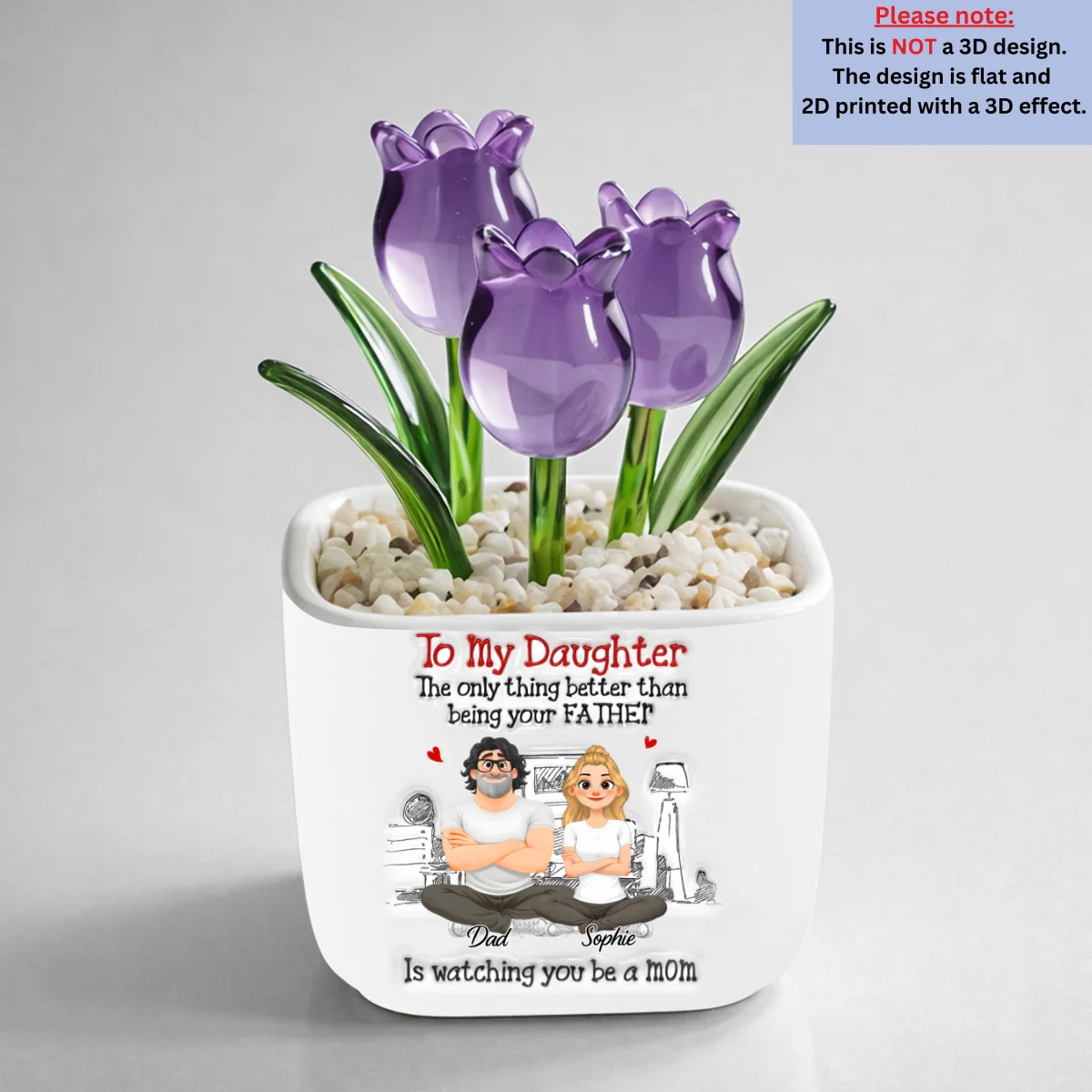 Being Your Father - Personalized Custom 3D Inflated Effect Glass Everlasting Tulips - Image 8