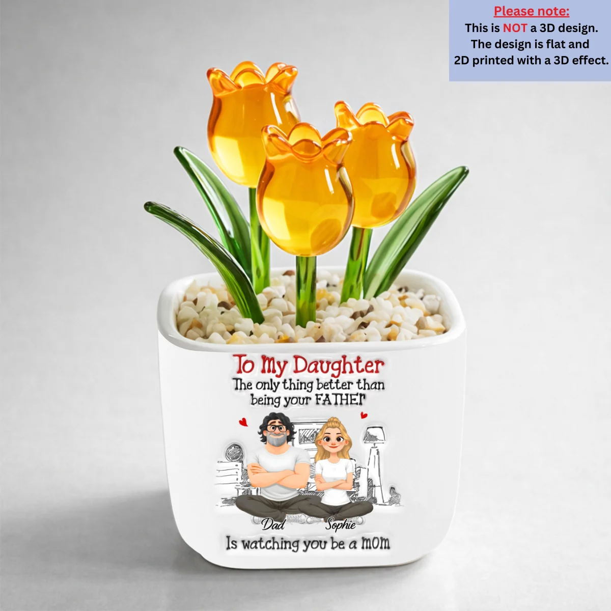 Being Your Father - Personalized Custom 3D Inflated Effect Glass Everlasting Tulips - Image 9