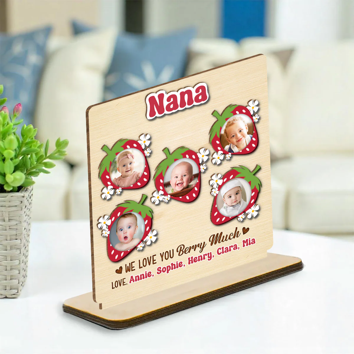 Berry Much - Personalized Custom 2-Layer Wood Plaque With Flat Base - Image 3
