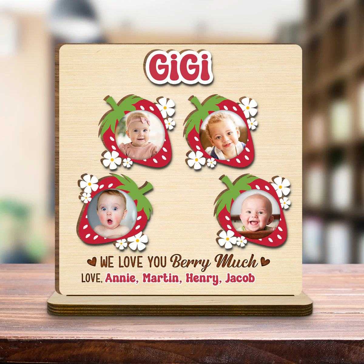 Berry Much - Personalized Custom 2-Layer Wood Plaque With Flat Base - Image 5