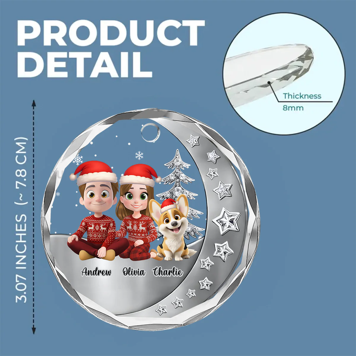 Beside Each Other - Personalized Custom 3D Effect Glass Ornament - Image 5