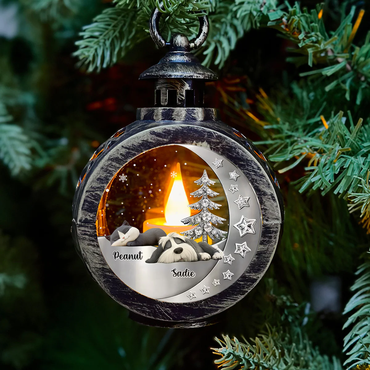 Beside My Babies - Personalized Custom 3D Effect Christmas Lantern - Image 2