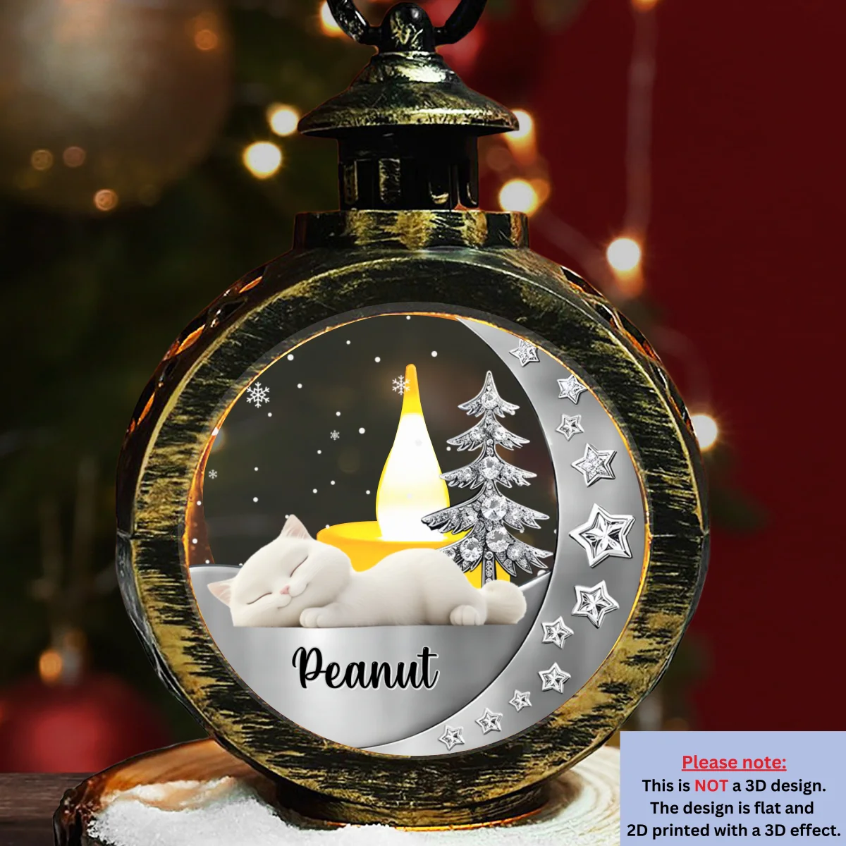 Beside My Cat - Personalized Custom 3D Effect Christmas Lantern - Image 6