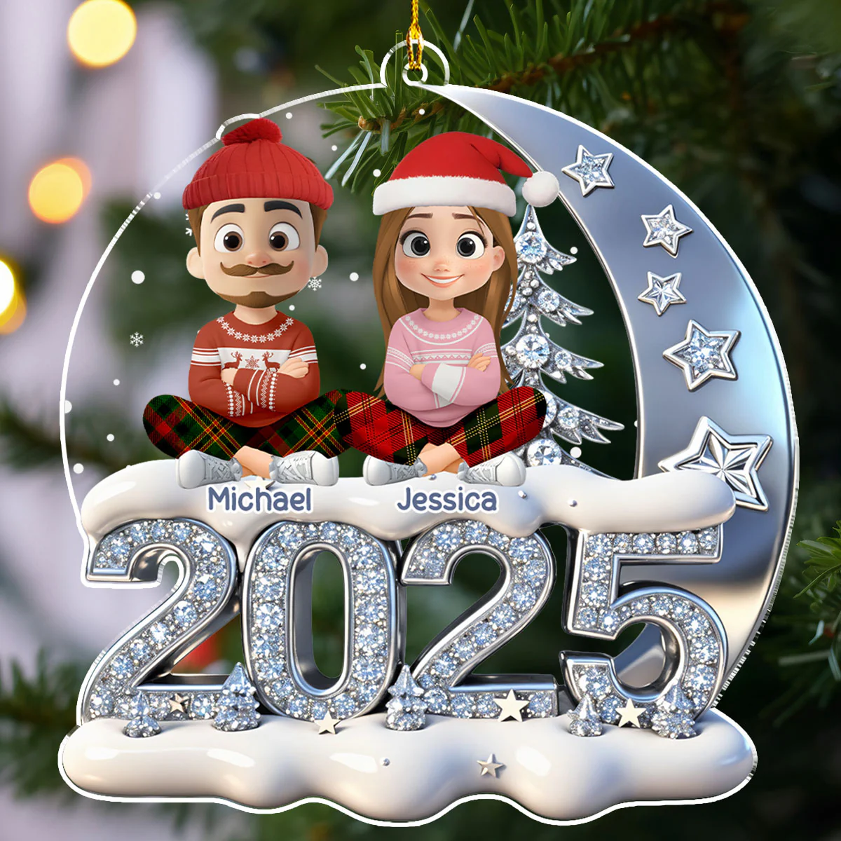 Beside You - Personalized Custom 3D Effect Acrylic Ornament - Image 4