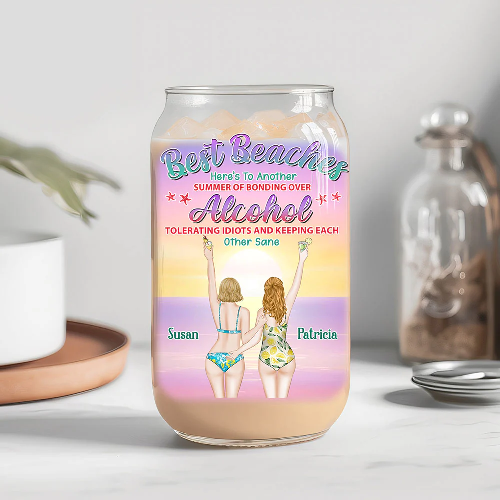 Best Beaches - Personalized Custom Glass Can - Image 3