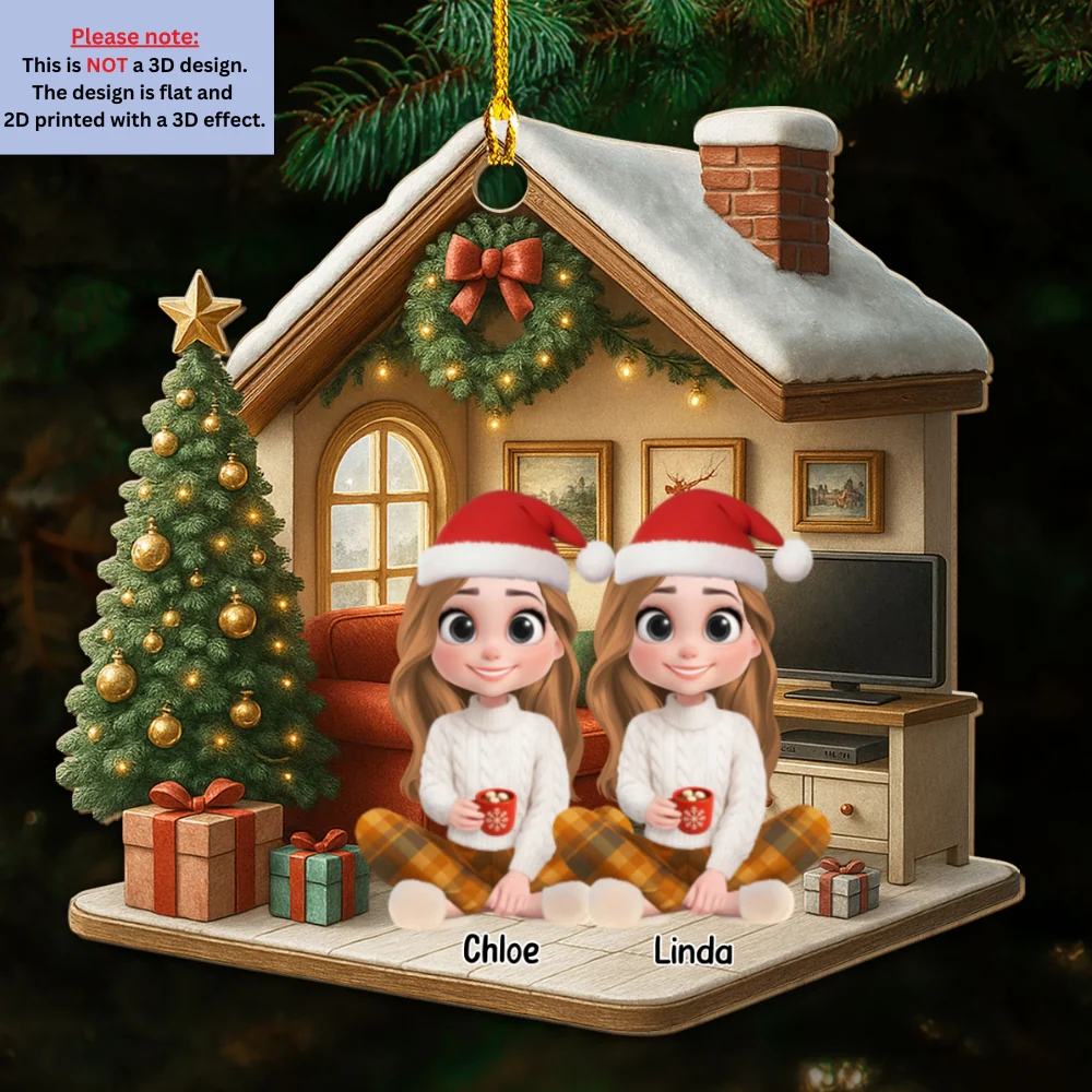 Best Besties Ever - Personalized Custom 3D Effect Wood Ornament - Image 5