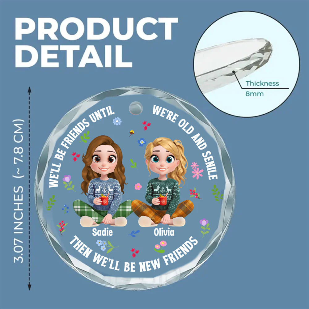 Best Besties Ever - Personalized Custom Glass Ornament - Image 5