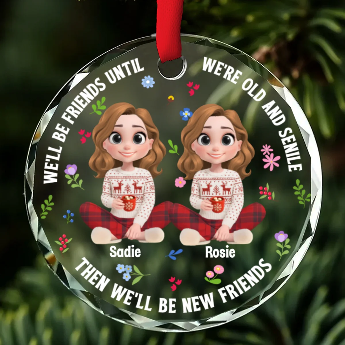 Best Besties Ever - Personalized Custom Glass Ornament - Image 6