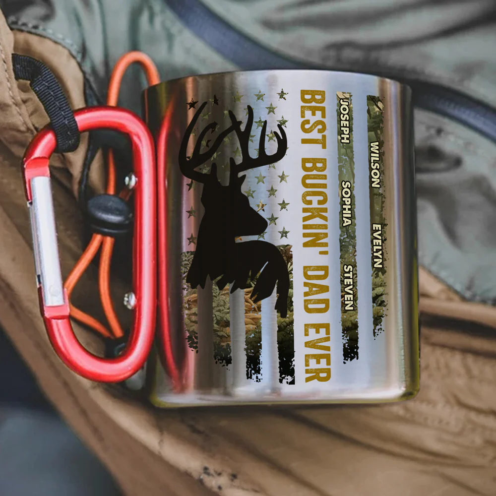 Best Buckin' Dad Ever - Personalized Custom Carabiner Mug - Image 3