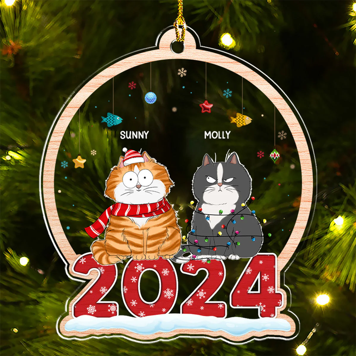 Best Cat Mom - Personalized Custom Acrylic Ornament - Image 2
