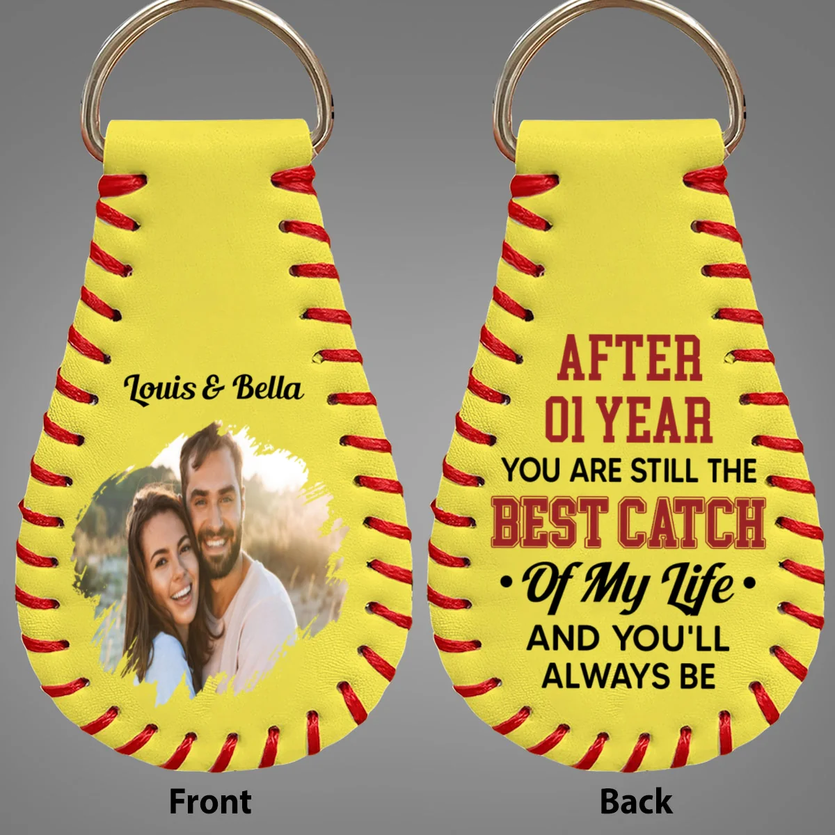 Best Catch - Personalized Custom Leather Baseball Keychain - Image 6