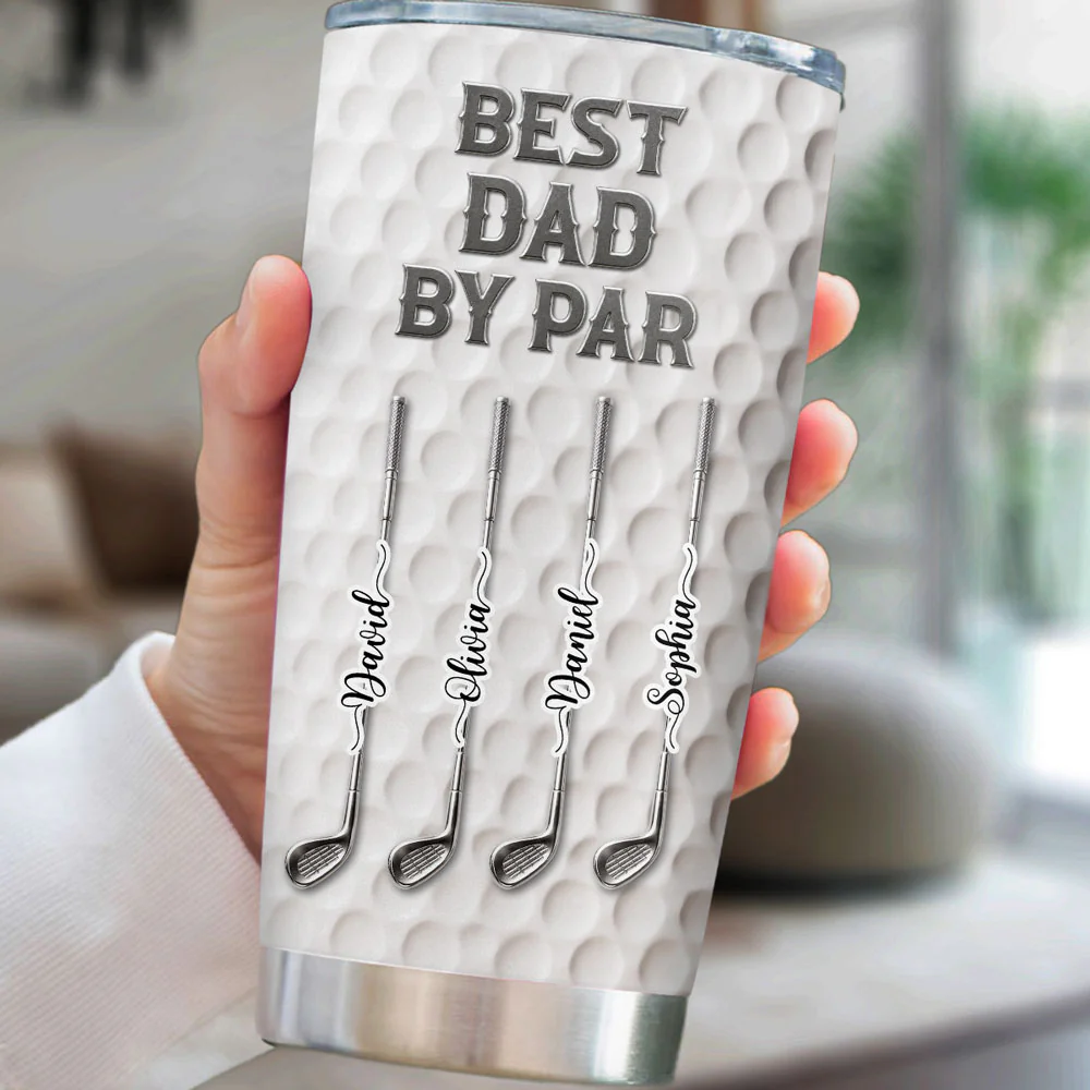 Best Dad By Par - Personalized Custom 3D Effect Tumbler - Image 4