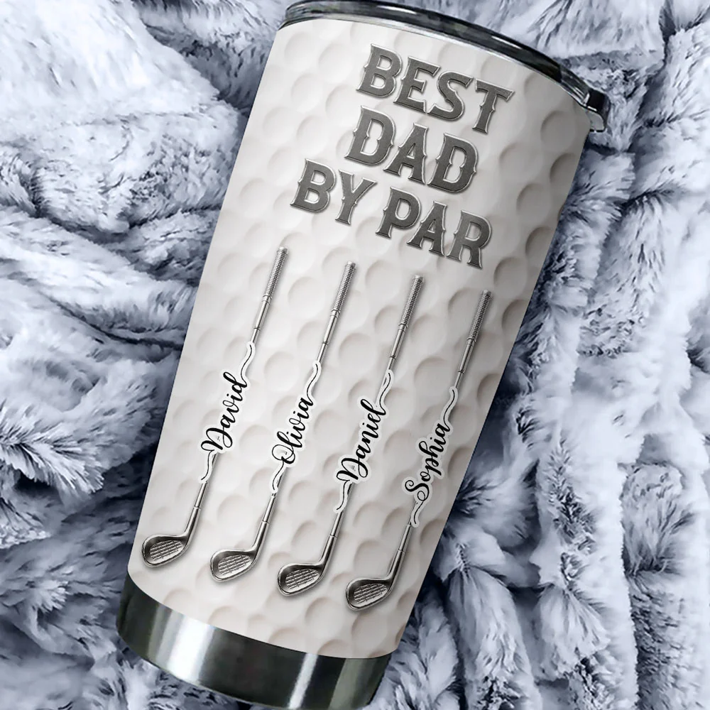 Best Dad By Par - Personalized Custom 3D Effect Tumbler - Image 5