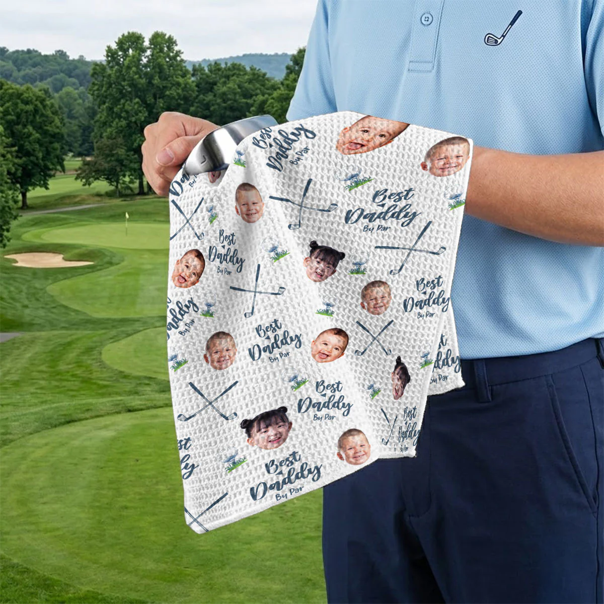 Best Dad By Par - Personalized Custom Golf Towel - Image 5
