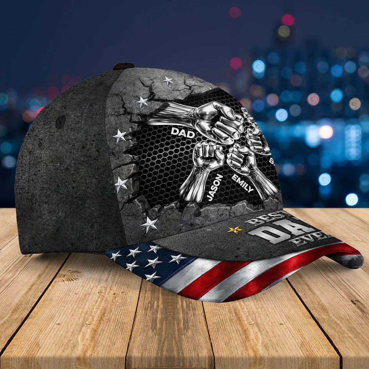 Best Dad Ever 2 - Personalized Custom Classic Cap - Image 3