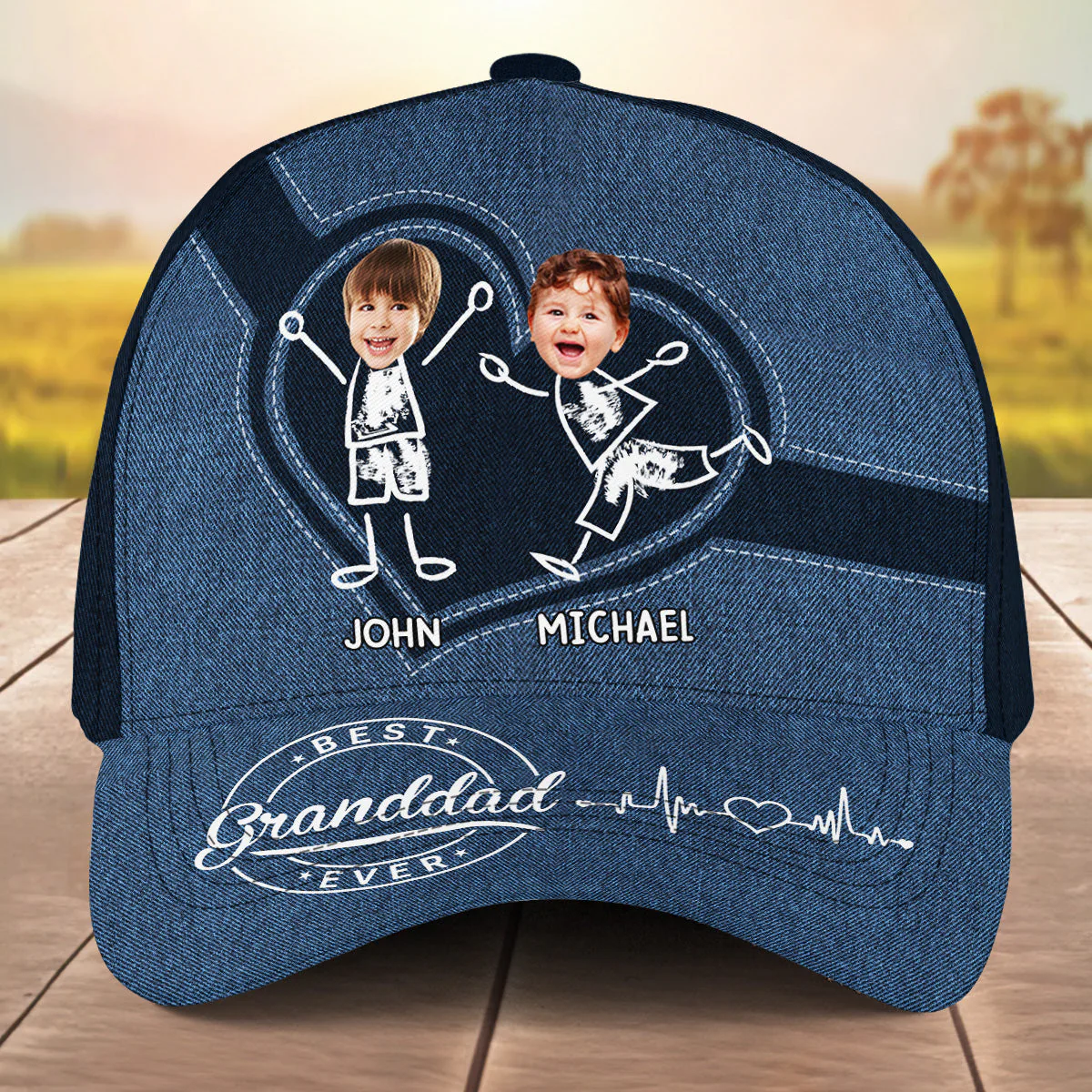 Best Dad Ever Custom Face - Personalized Classic Cap - Image 5