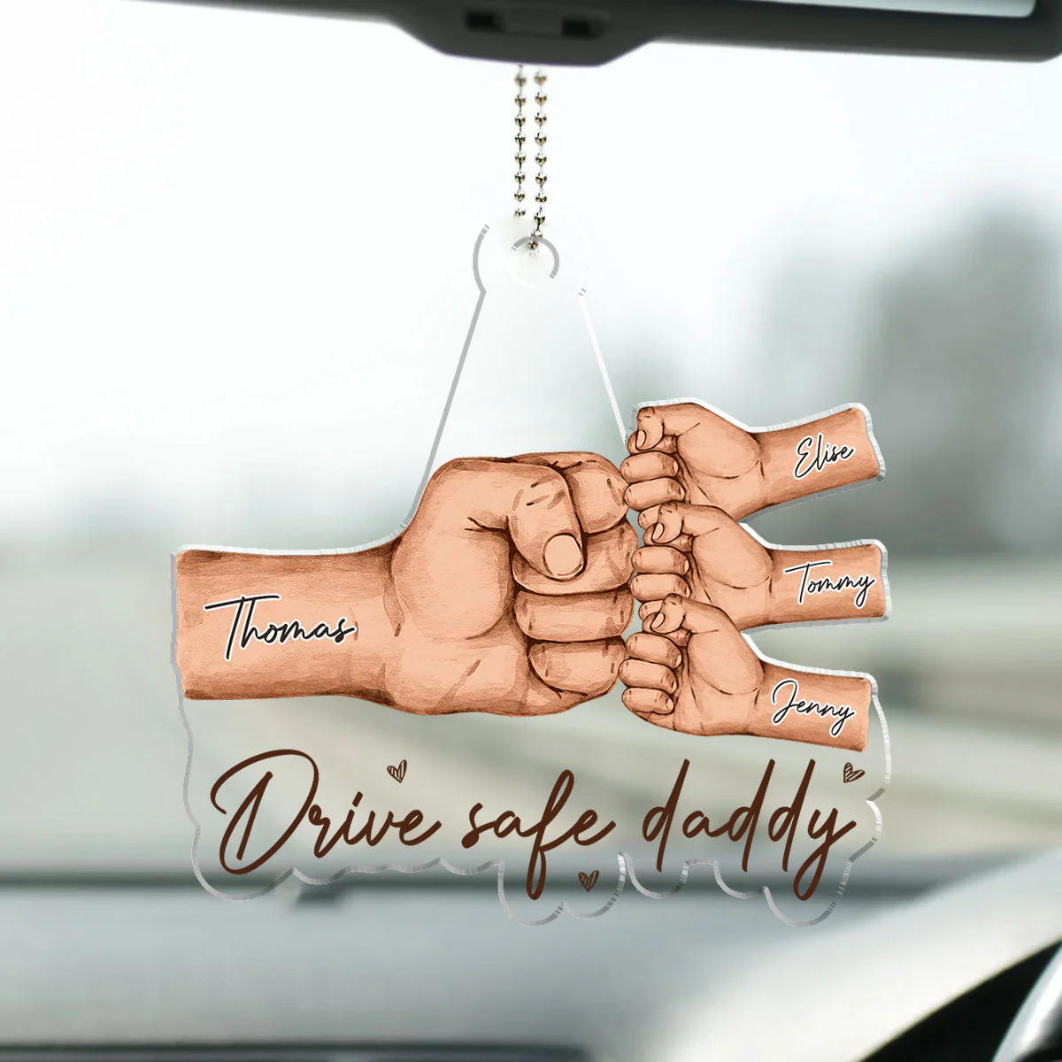 Best Dad Ever Hand Pump - Personalized Acrylic Car Ornament - Image 2