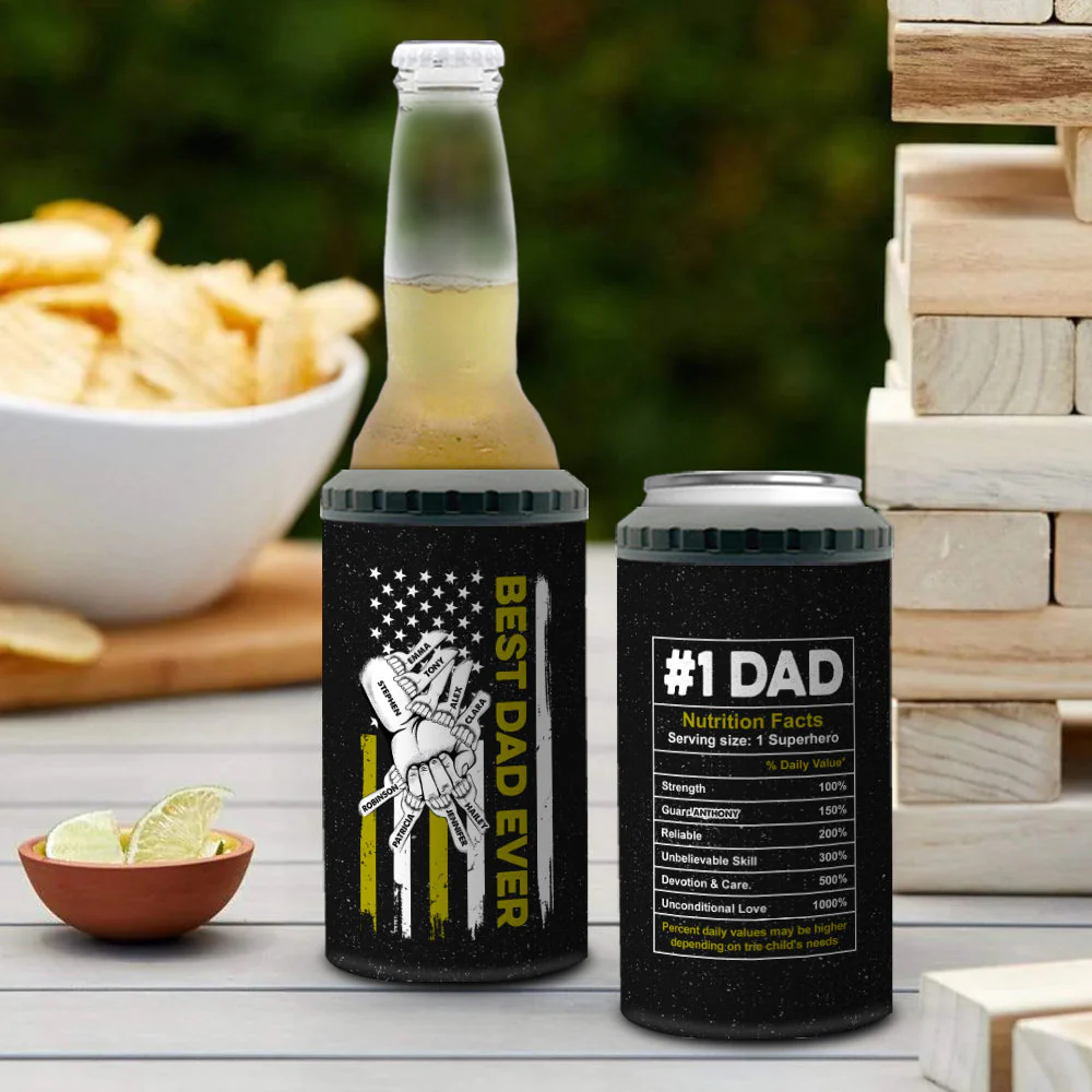 Best Dad Ever Hand Pump - Personalized Custom Can Cooler Tumbler - Image 3